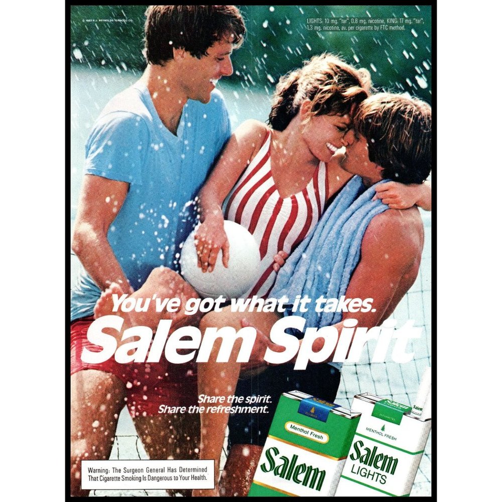 1983 Salem Menthol Cigarettes Vintage Print Ad Beach Volleyball Threesome Photo